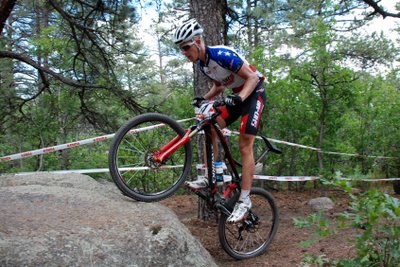 Max Plaxton Hops Up a Rock at Pro XCT #4 in Colorado Springs