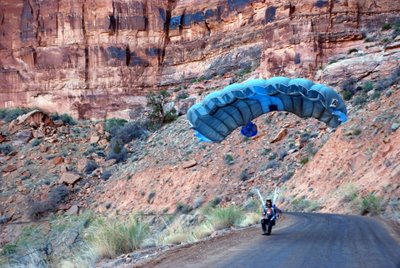 Base Jumping Along Kane Creek Road Near Moab, UT