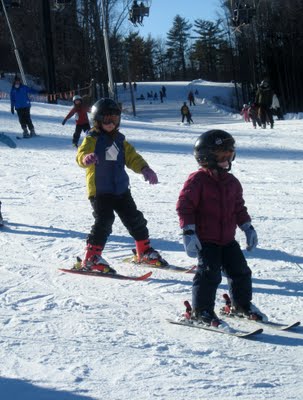 Kids Skiing with Helmets