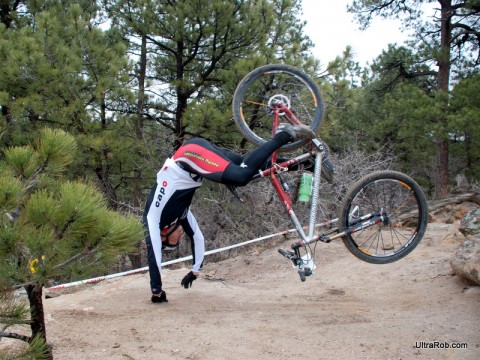 Endo in Palmer Park during Sand Creek Mountain Bike Race