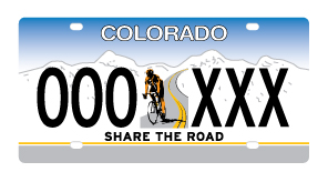 Colorado Share the Road License Plate