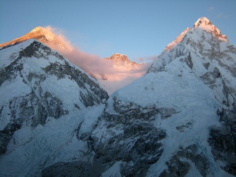 Everest, Lhotse and Nipse viewed from the Pumori base camp